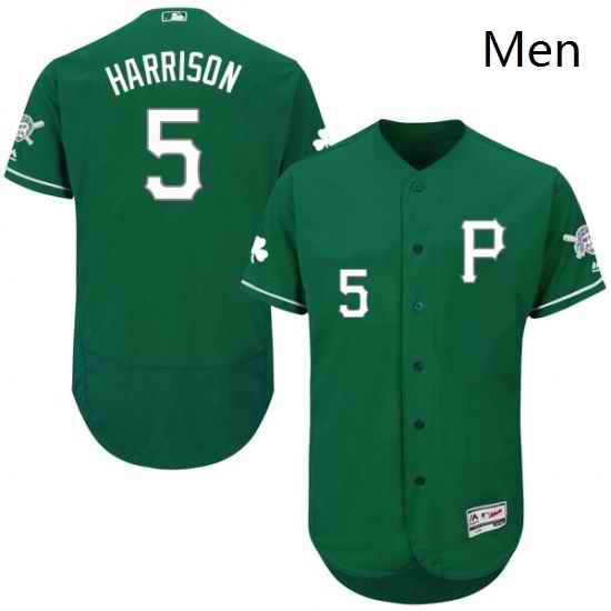 Mens Majestic Pittsburgh Pirates 5 Josh Harrison Green Celtic Flexbase Authentic Collection MLB Jersey